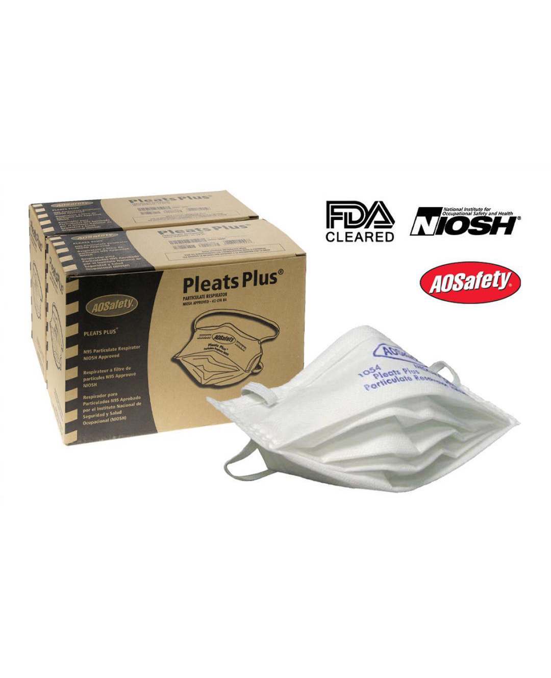 Ao safety Pleats Plus N95 Particulate Respirator, 50 pcs/1box [现货] FDA