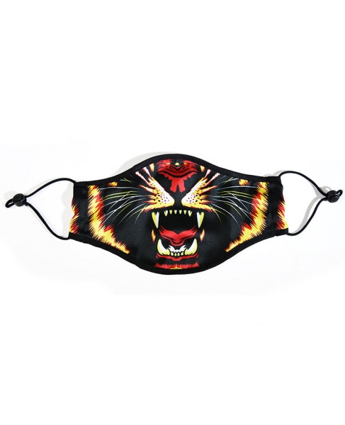 电音节必备超酷数码印花口罩！现团购包邮！, Thin Silk Material Digital Printing Halloween Rave Mask For Ravers - Tiger