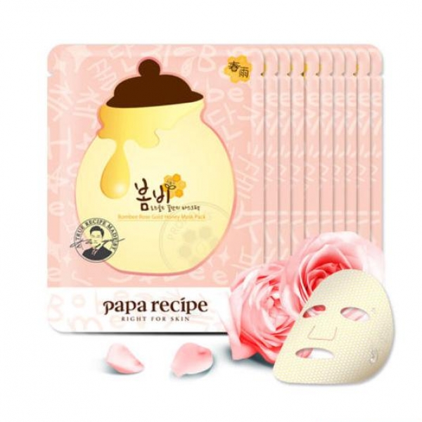 韩国Papa Recipe春雨玫瑰黄金蜂蜜面膜 5片装, Papa Recipe Bombee Rose Gold Honey Mask 5pcs