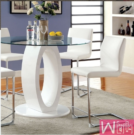 人气热销Furniture of America欧式餐桌简约现代圆形玻璃餐桌，时尚有态度，我有我风格。, Pair your dining room with this simple round dining set design. 