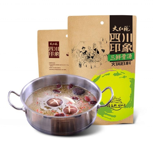 Da Hong Pao Sichuan Impression Non Spicy Hotpot Condiment 260g, full of fresh fragrance, 大红袍四川印象三鲜清汤火锅底料260克，鲜香味十足！2件包邮