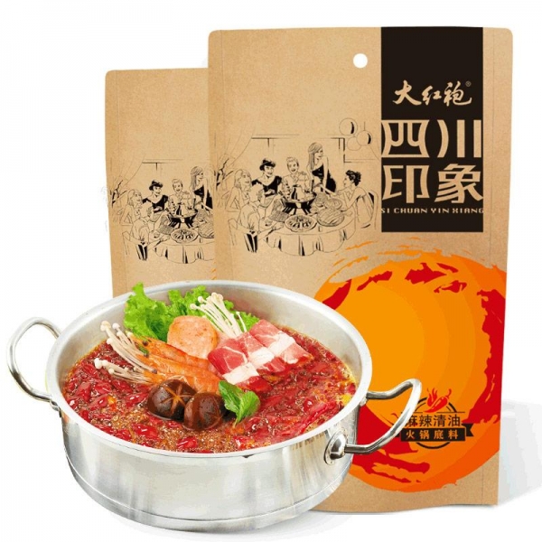 Da Hong Pao Sichuan Impression Clear Spicy Oil Hotpot Condiment 260g x 2bags, 大红袍四川印象麻辣清油火锅底料260克x2包，辣而不燥，包邮