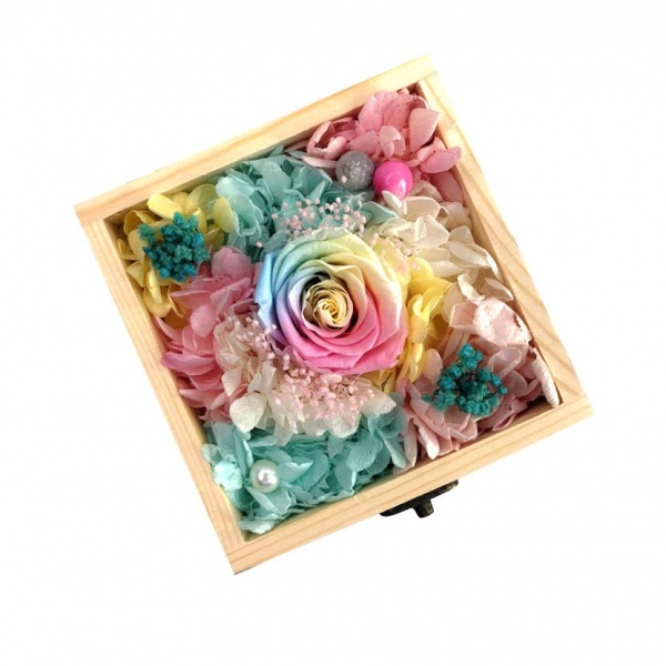 Multi-Color Preserved Fresh Roses Immortal Flower - 3 Colors, 浪漫礼物多彩玫瑰永生花礼盒，送女友最佳选择，永不枯萎的恋爱，包邮