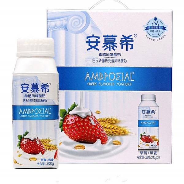 Yi Li An Mu Xi Ambpoeial Greek Flavered Oat Yogurt - 1 bottle, 伊利 安慕希草莓燕麦风味酸奶，发酵乳早餐酸奶