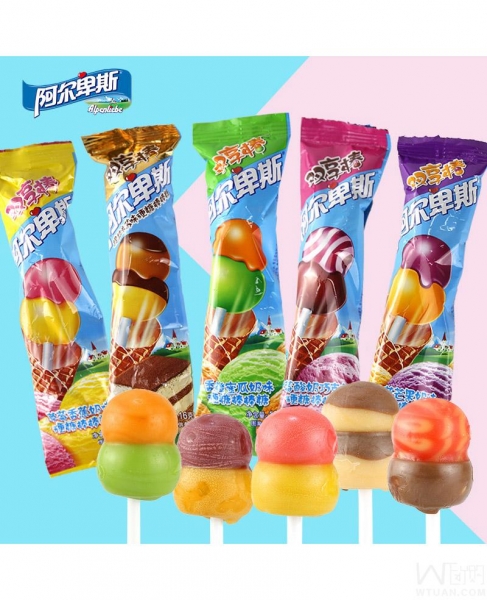 Alpine lollipops Double Balls Multi Flavors 9 Pieces/ 1 Bag, 阿尔卑斯棒棒糖双享棒硬糖水果糖儿童零食大礼包糖果散装，包邮