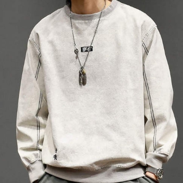 Japanese casual embroidered pullover sweater loose long-sleeved sweats, 马切达秋季潮流长袖衣服卫衣
