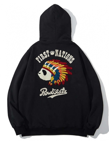 Embroidered velvet thick Indian panda chief hoodie, 新款卡通潮牌男女学生连帽卫衣