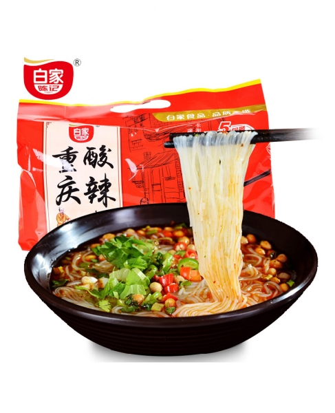 Authentic Baijia Chenji Hot and Sour Noodles 1 Pack/ 5bags 425g, 正宗白家陈记酸辣粉袋装速食重庆泡面酸辣味粉丝方便面，包邮