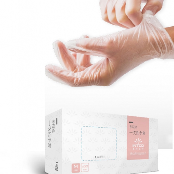 Disposable latex PVC gloves 100 pcs, 一次性手套胶乳检查交叉防护家用餐厨食品隔离PVC手套，包邮