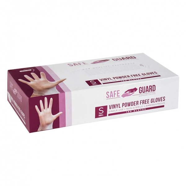 SafeGuard Disposable Vinyl Powder Free Gloves, 100 Gloves, 食物安全无粉不含乳胶一次性使用日常手套，全美包邮