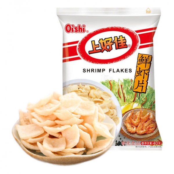 Oishi / Shang Hao Jia Shrimp Flakes Chips 40g x 2 bags, Oishi/上好佳鲜虾片条薯片条办公室休闲小吃网红零食，满包邮专场