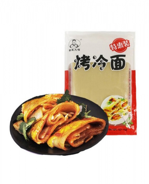 Ji Zhu Da Fu Grilled Cold Noodles Free Grilled Sauce 615g * 2 bags, 吉朱大福烤冷面片赠送烤冷面酱料朝鲜族风味小吃东北特色小吃，包邮