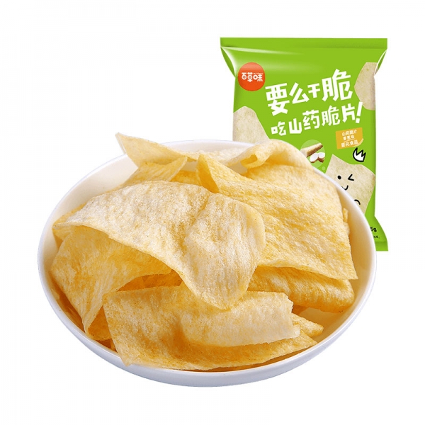 Bai Cao Wei BE＆CHEERY Chinese Yam Chips Shallot / Spicy 45g x 2 bags, 百草味 山药片香葱味/香辣味 45g即食锅巴特产零食小吃脆薯片薄片脆片