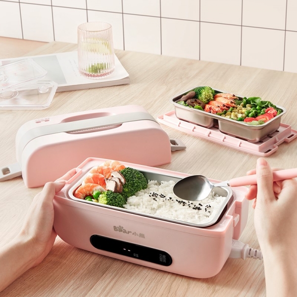 Bear Smart electric lunch box dfh-b10t6, Appointment timing, Bear小熊智能电热饭盒 预约定时 可插电加热保温 双层不锈钢内胆 抽真空保鲜