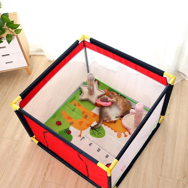 Semi enclosed tent breeding box for pet enclosure, 固定式环保三通支架 支撑更牢固
精选面料 剑麻抓柱
