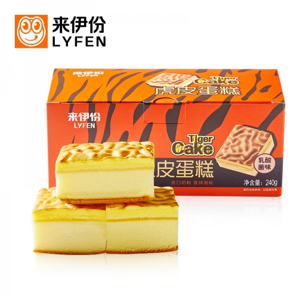 Lyfen Tiger Skin Cake Lactic Acid Bacteria Flavor 240g, 来伊份虎皮蛋糕乳酸菌味240g 营养早餐面包糕点早餐食品