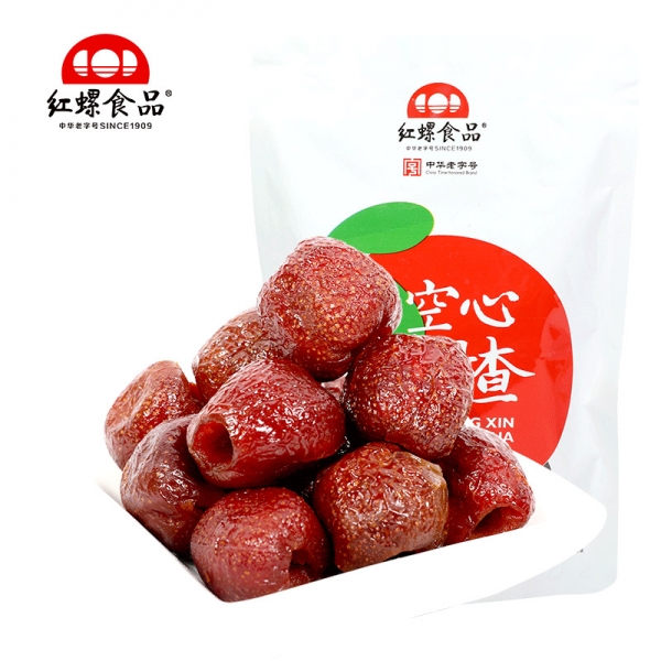 Beijing specialty hollow hawthorn 100g x 2 bags, 空心山楂整颗红果新鲜山楂制作100gx2袋 北京特产红螺食品果脯蜜饯