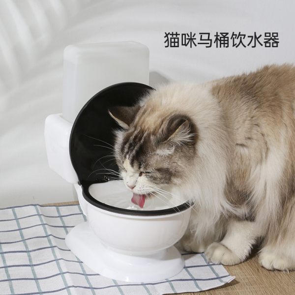 cat pet toilet style water dispenser, 猫咪马桶饮水机防打翻喝水器流动不插电自动喂水盆宠物用品