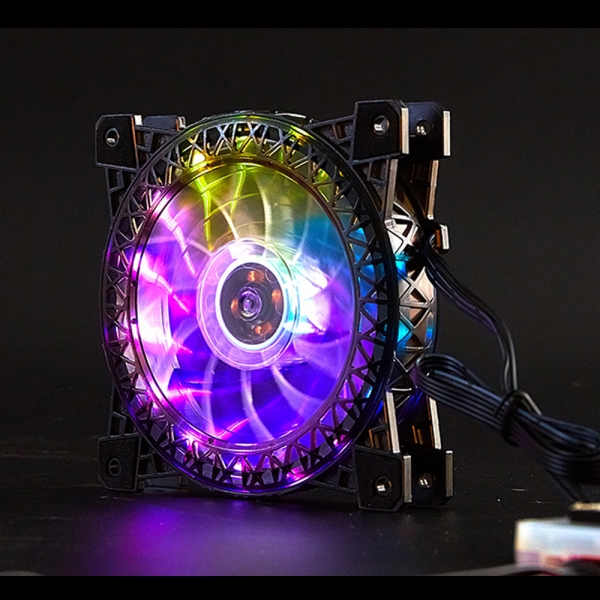 Glowing colorful RGB case fan 12cm, 台式电脑散热风扇五彩灯光静音风扇