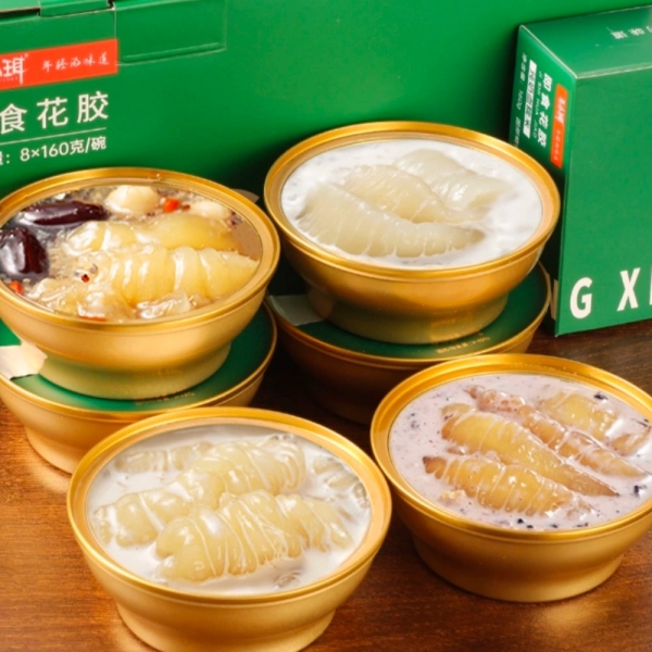 Freshly Stewed Instant Fish Maw Jelly Natural Collagen 8 Bowls/1 Box 4 Flavors, 王小珥鲜炖花胶即食天然胶原蛋白孕妇营养滋补分装花胶粥鱼胶羹