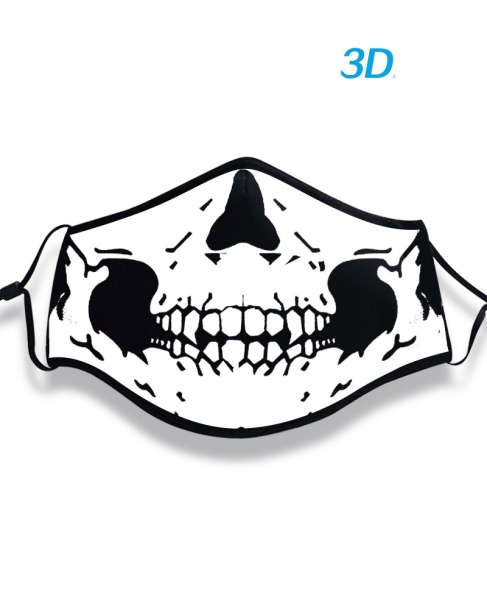 Cotton Material Digital Printing Halloween Rave Mask For Ravers With Filters - Skull, 