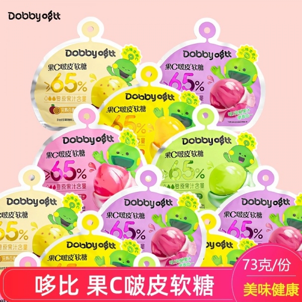 Fruit C soft candy grape passion fruit green grape mango juice candy 73g*3 bags, 果C啵皮软糖葡萄百香果青提芒果果汁糖果袋装儿童分享小零食
