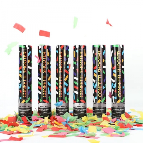 No Mess Streamer Confetti Cannon Party Poppers | 6 Pack | Multicolor Streamers , 无杂乱彩带礼炮 6支装 | 多彩彩带 | 闪粉爆炸礼花筒 | 适用于生日、婚礼、毕业派对等 | 可达5米远 | 11英寸 | TUR 派对装饰用品