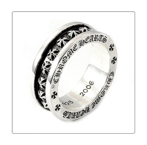 Authentic Chrome Hearts Silver Ring - CH Silver Punk Mini Ring Thin Version, 