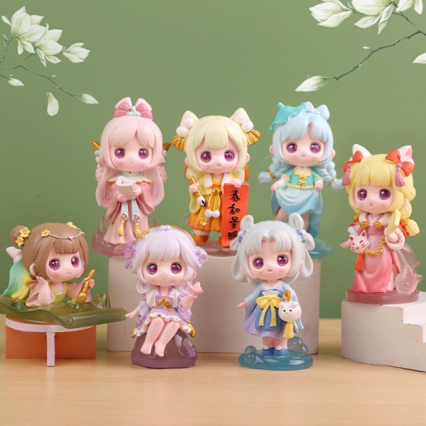 "Spring Breeze" Collection Anime Figure - Aesthetic Desktop Ornament, 时遇春风盲盒玩偶手办公仔树脂工艺创意礼品摆件