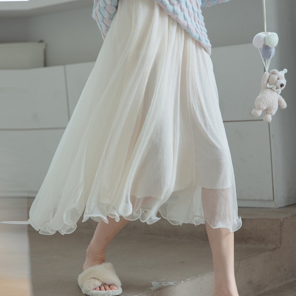 Sweet veil long skirt, 网纱材质，柔软亲肤，松紧腰，有内衬，均码