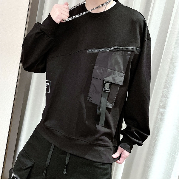 Oversized Long Sleeve with Designed Pocket Tee, 材质：棉(70%-79%)
尺码: M L XL 2XL 3XL