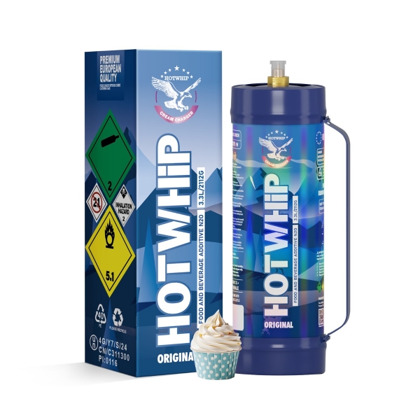 Hotwhip 3.3L/2112g Whipped Cream Charger, Hotwhip 3.3L/2112g 奶油气弹采用高纯度食品级 一氧化二氮（N2O），为专业厨房与家庭厨房提供强劲且稳定的打发效果。