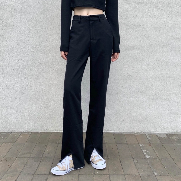 Split suit pants women's black straight pants high waist 2021 new wide leg pants, 以眼甄选 以手制造
在触及你身时 深至你心