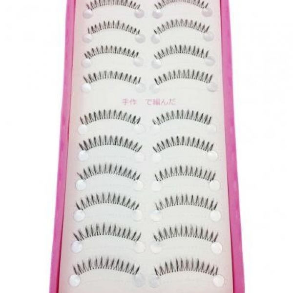 JAPANESE HANDMADE TRANSPARENT CROSS LOWER EYELASHES BOXED 10 PAIRS HX7, 