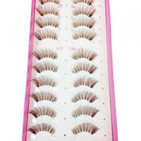 JAPANESE HANDMADE COFFEE EYELASHES BOXED 10 PAIRS K4, 