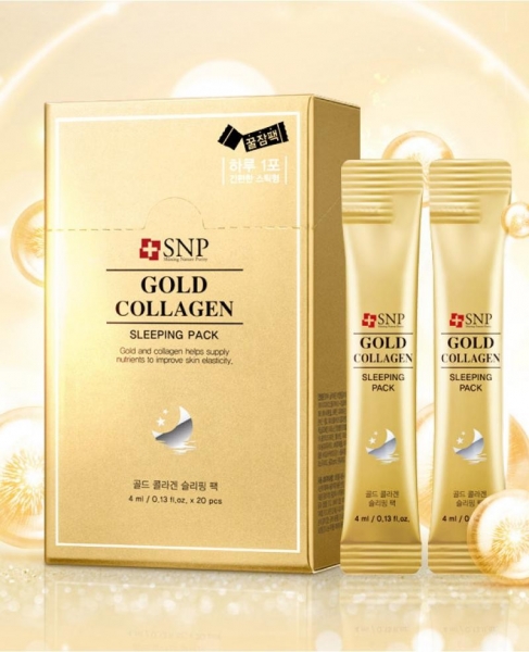 Korea SNP Gold Collagen Sleeping Pack No Wash Mask 20 Pieces / 1box, 