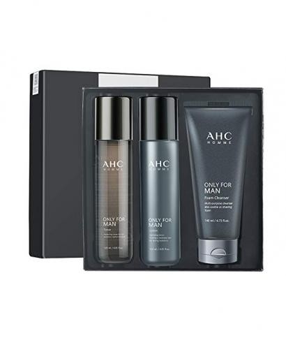 AHC HOMME Only For Men Skin Care 3 Gift Set (Toner, Lotion, Foam Cleanser), 