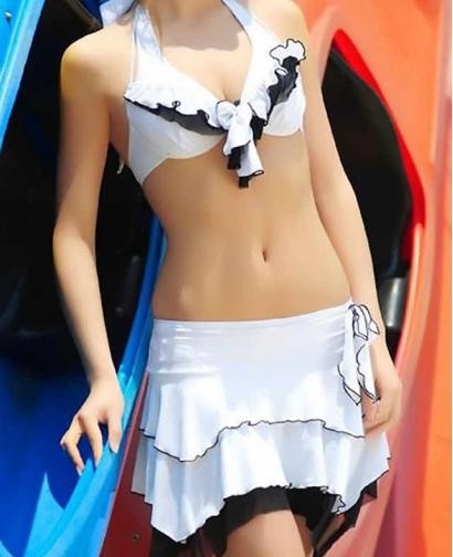 FAHION IRREGULAR FLOUNCING BIKINI THREE PIECES, 