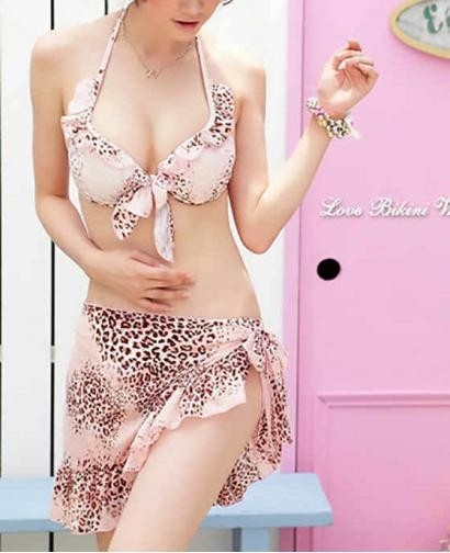 WILD LEOPARD SEXY BIKINI SWIMWEAR 3 PIECES, 