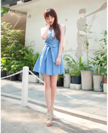 Fashion Lovely Princess Style Denim Dress, 