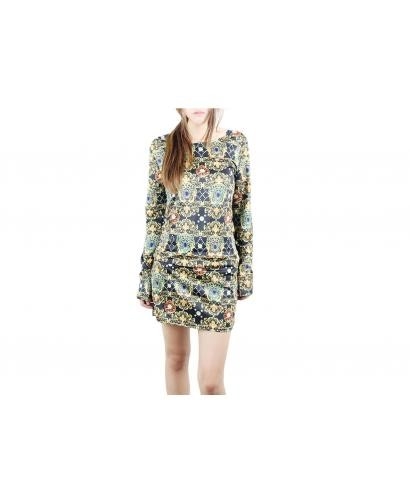 Women's Baroque Printing Package Hip Slim Dress, 