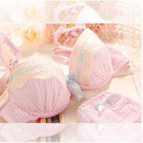 JAPANESE PLAID LACE BRA SETS, 