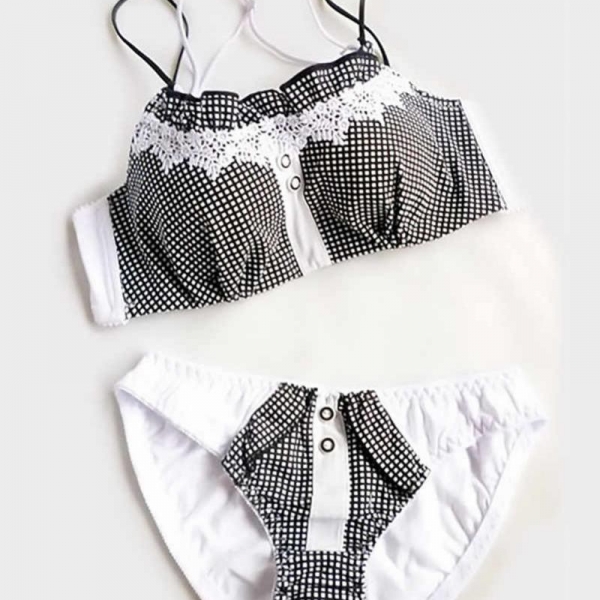 SMALL PLAID STRAP LINGERIE SETS, 