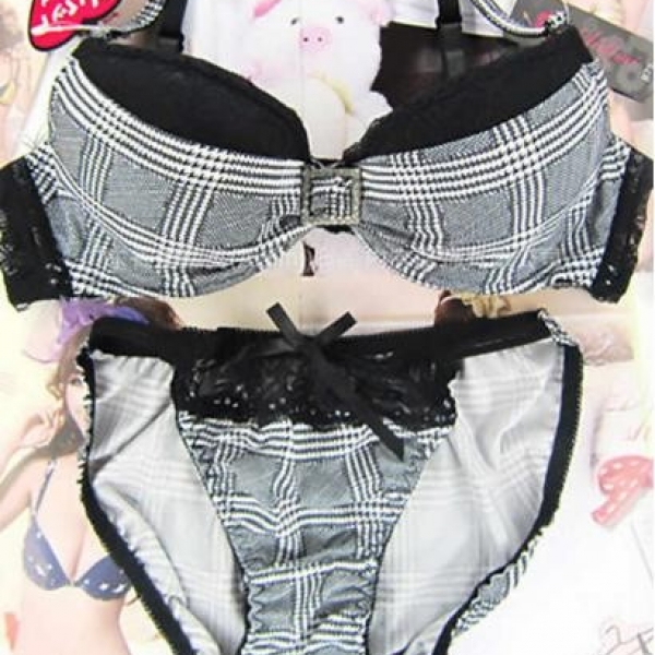 JAPANESE WHITE GRID BRA SETS, 