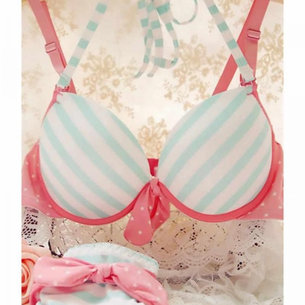 FASHION NAVY STYLE STRIPE BRA SETS, 