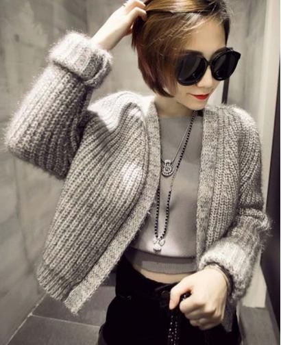 Winter Fashion Retro All Match Coarse Needle Knitting Mixed Colors Plush Sweater, 