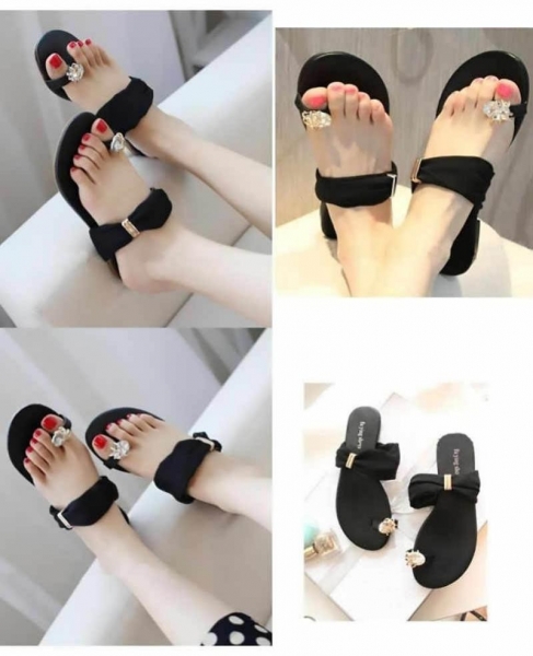 RETRO FLAT CHIFFON BIG DRILL SLIPPERS, 