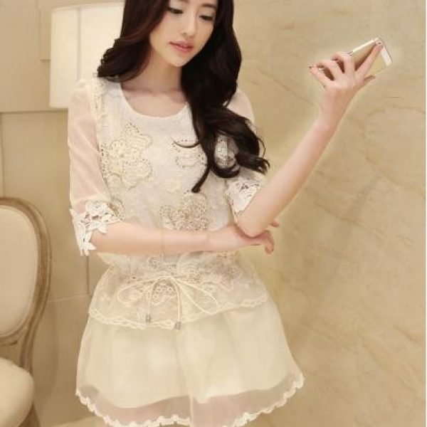 Fashion Butterfly Embroidered Lace Dress, 