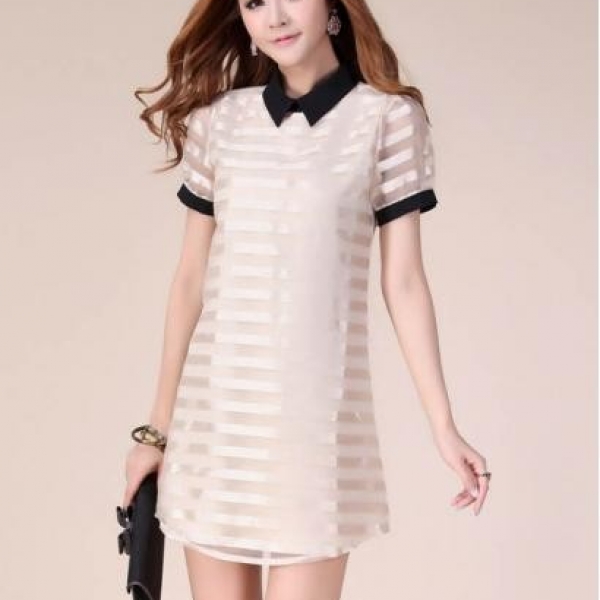 Fashion Striped Organza Dress, 