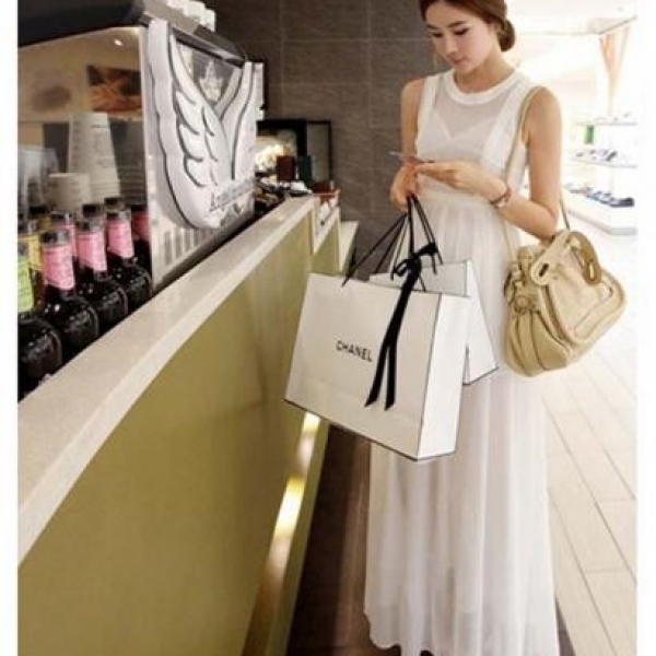 Bohemia Pure Color Long Style Chiffon Dress, 